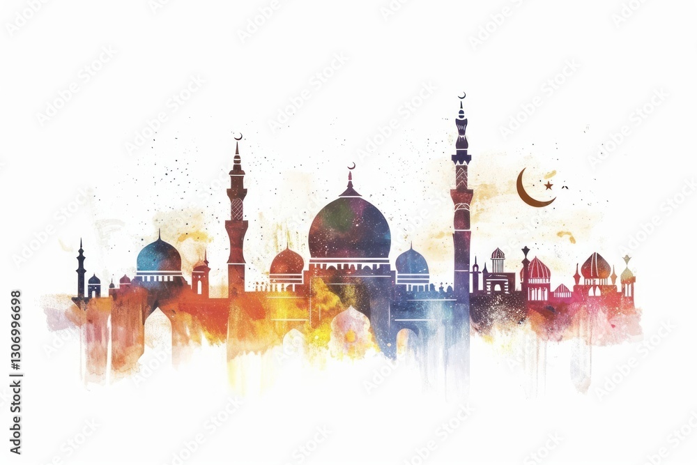 Fototapeta premium Eid mubarak architecture building dome.