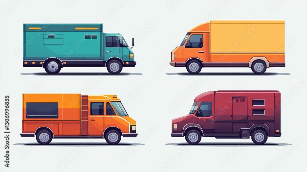 Vector illustration set of delivery trucks Vector illustration set of delivery trucks