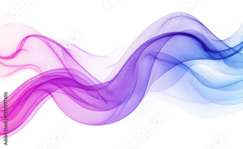 Abstract background with smoke-like waves in shades of purple and blue on a white background. Simple, modern design suitable for presentations, motion graphics, banners, posters