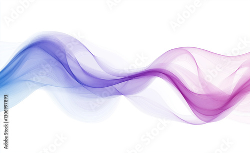 Abstract background with smoke-like waves in shades of purple and blue on a white background. Simple, modern design suitable for presentations, motion graphics, banners, posters