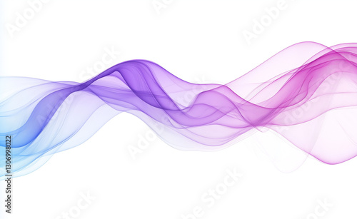 Abstract background with smoke-like waves in shades of purple and blue on a white background. Simple, modern design suitable for presentations, motion graphics, banners, posters