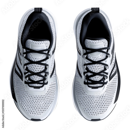 Running shoes action urban setting product photography casual environment top view fitness concept
