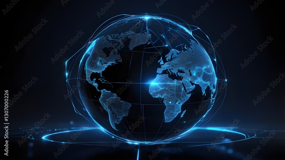 Fototapeta premium Glowing Virtual Globe Representing AI and Big Data