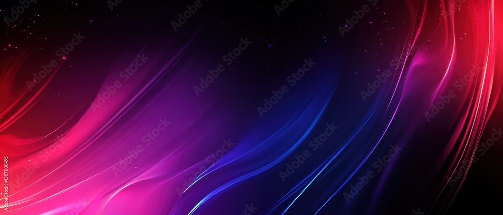 Fototapeta premium Abstract dark background with vibrant flowing lines in red, purple, and blue Concept of modern technology, energy, and futuristic design