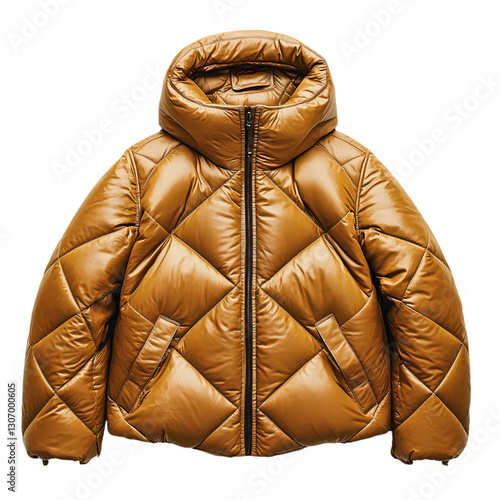 Stylish puffer jacket for winter fashion urban setting product display cozy environment front view trendy apparel