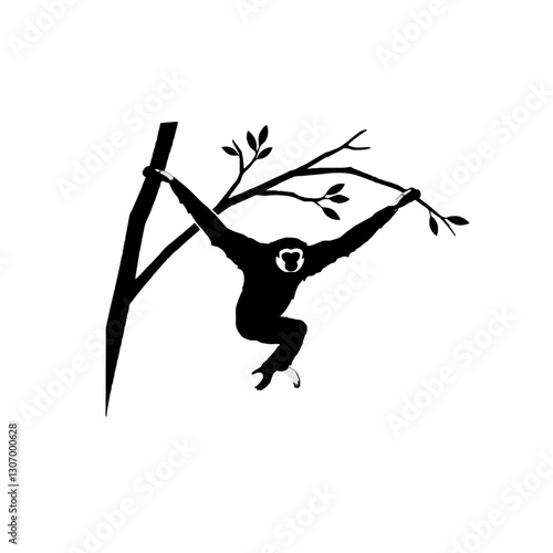 Swinging Gibbon Silhouette