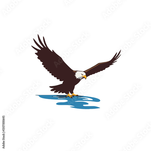 Eagle Swooping Over Water
