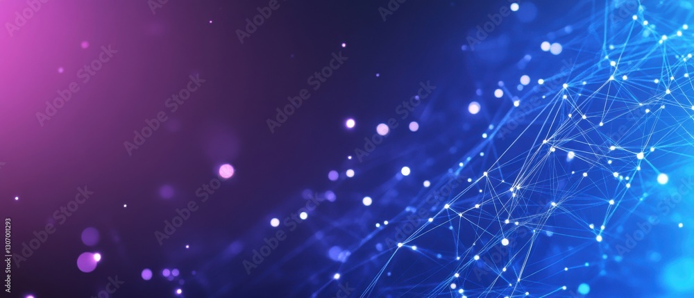 Obraz premium Abstract blue network background with glowing nodes and connections, representing digital technology, communication, and futuristic data transfer