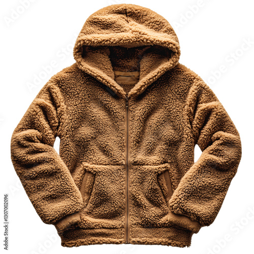 Cozy brown sherpa jacket fashion store apparel indoor front view comfort and style