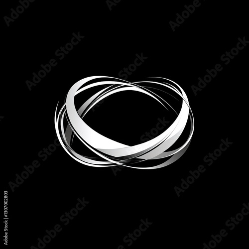 Abstract interlocked rings on black background
