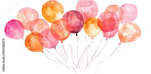 Watercolor Balloons in Various Shades