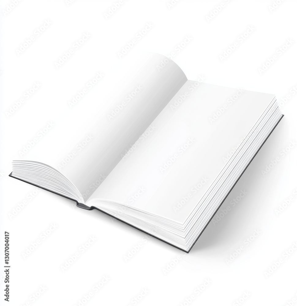 Open book, blank pages, white background, digital illustration Open book, blank pages, white background, digital illustration