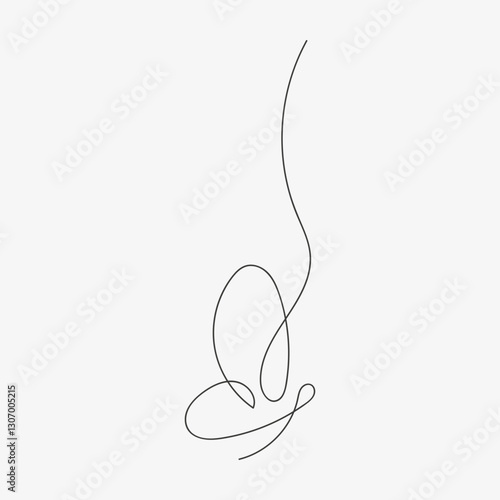Butterfly in One continuous line drawing. Beautiful flying moth for wellbeing beauty or spa salon logo and divider concept in simple linear style. Editable stroke. Doodle vector illustration