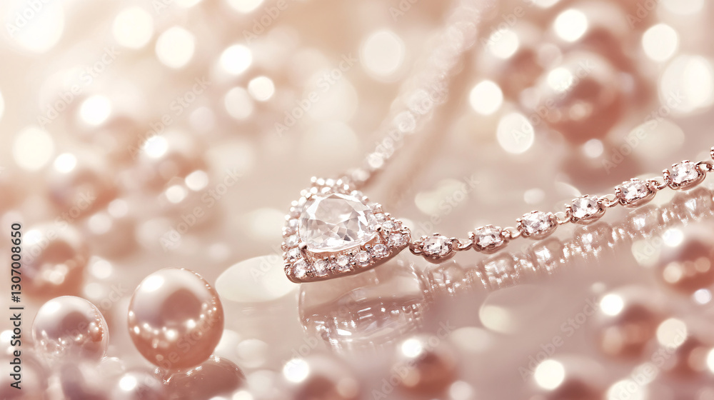 Luxurious Jewelry Display on Soft Reflected Neutral Background Luxurious Jewelry Display on Soft Reflected Neutral Background