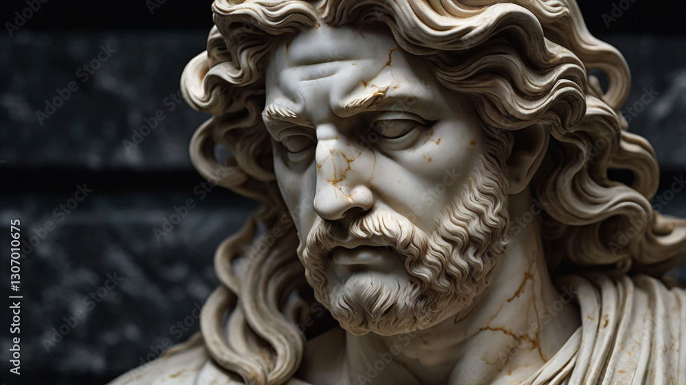 An ancient Greek style marble statue with glowing molten gold An ancient Greek style marble statue with glowing molten gold