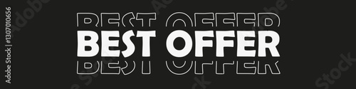 Best offer Sale banner design. Minimalism. Black and white infobanner for shops and business.