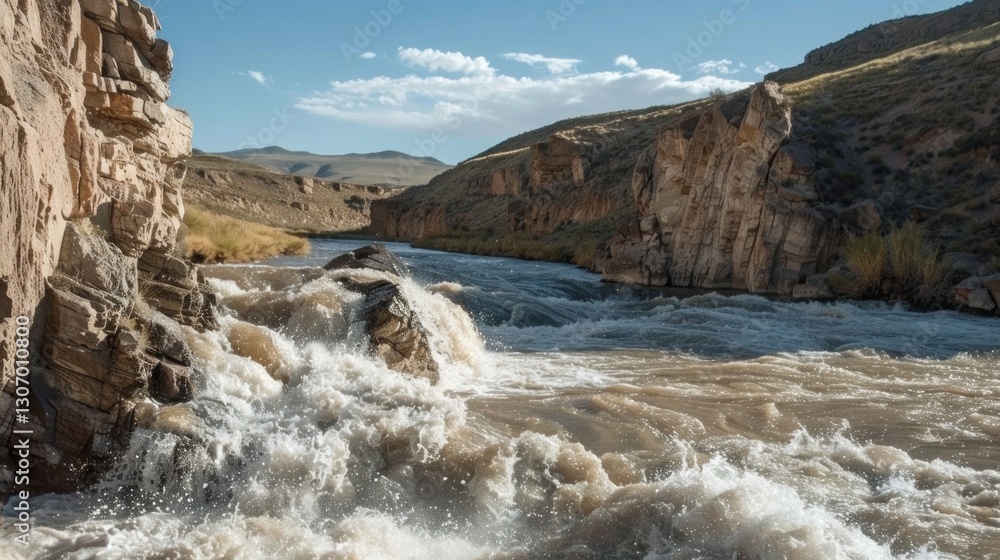 Turbulent River Rapids in a Rocky Canyon Turbulent River Rapids in a Rocky Canyon