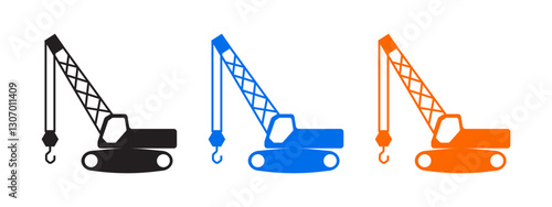 crane icon set in white background
