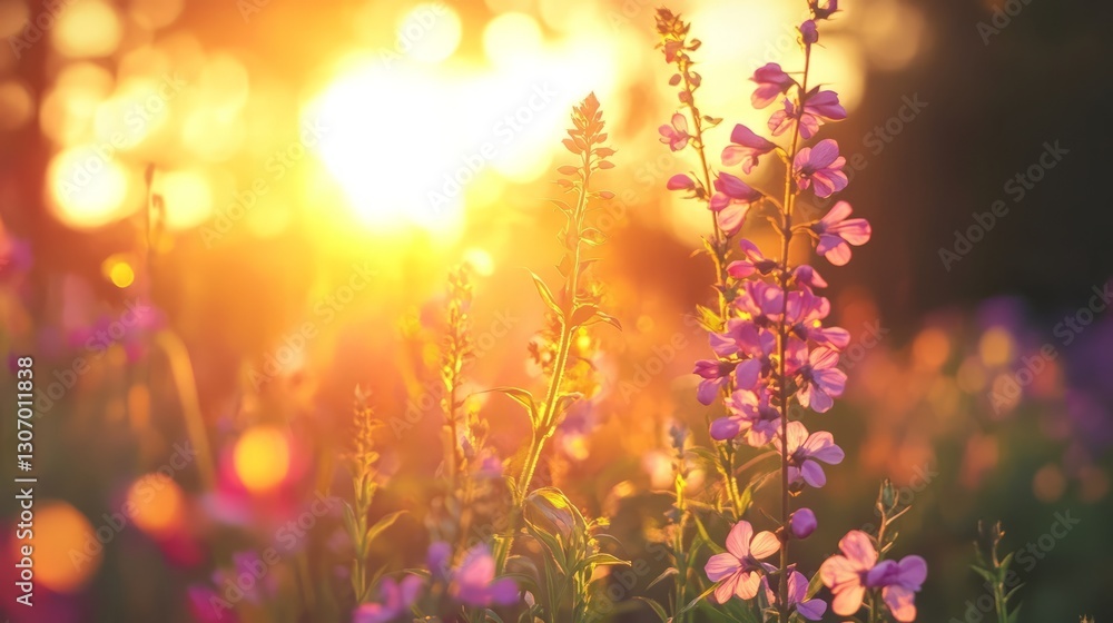 A vibrant sunset over a blooming flower garden, calming and serene, ultra-detailed, 4k A vibrant sunset over a blooming flower garden, calming and serene, ultra-detailed, 4k