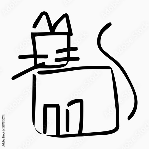 Vector cat icon. Hand drawn logo design template. Original decorative illustration for print, web