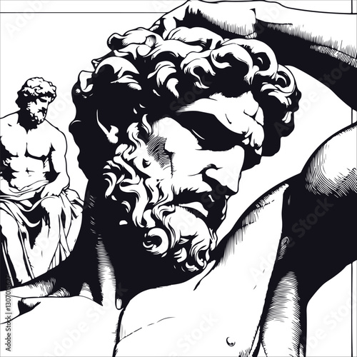 greek statue artwork hand drawn illustration