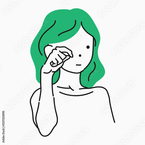 Upset teenager crying. Illustration on the theme of teenage stress, domestic violence and mental health of children. Flat vector minimalistic illustration on white background
