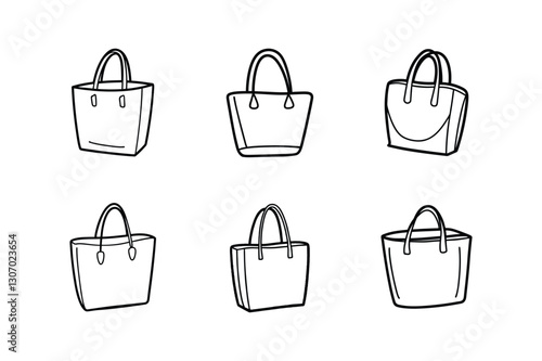 tote bag sketch icon line art vector illustration