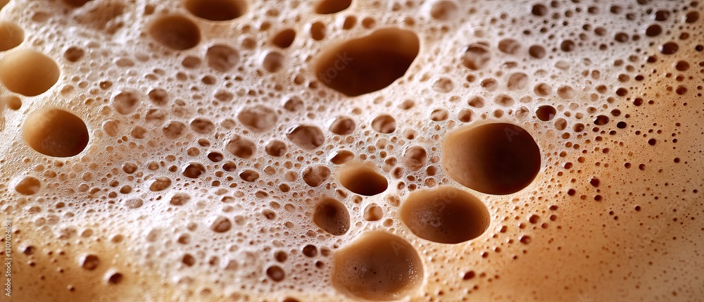 Close-up of coffee foam with bubbles, showcasing rich textures and creamy tones, highlighting the beverage's inviting aroma and warmth. Close-up of coffee foam with bubbles, showcasing rich textures and creamy tones, highlighting the beverage's inviting aroma and warmth.