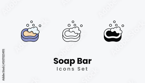 Soap Bar Icons thin line and glyph vector icon stock illustration