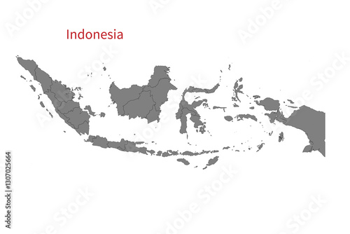Indonesia grey map icon. Isolated on white background.