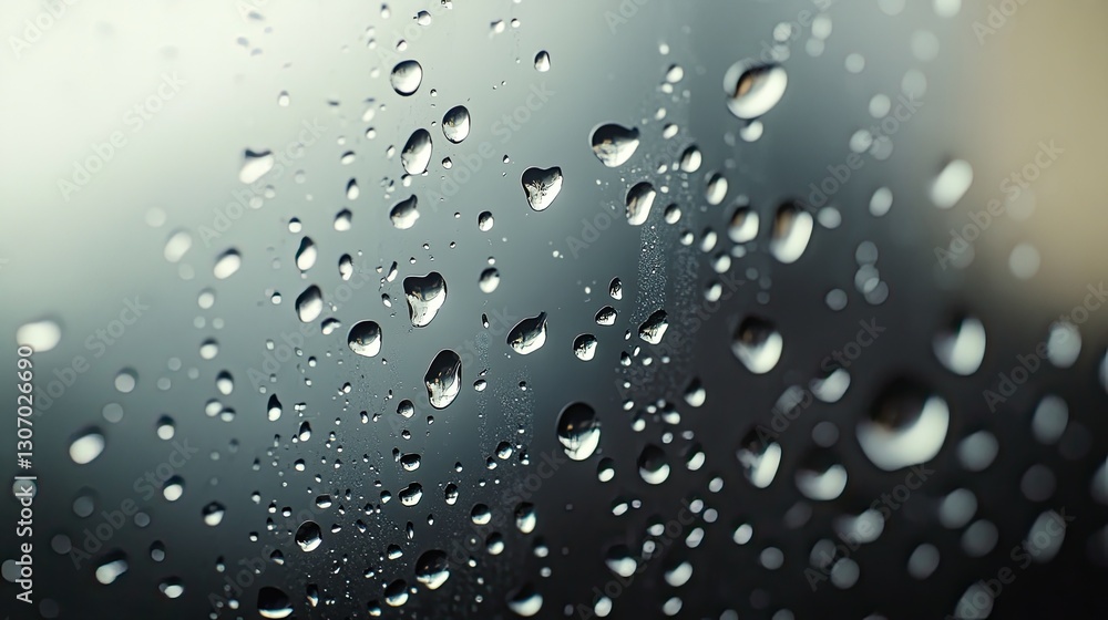 Raindrops on a Glass Surface, Reflecting a Muted Urban Backdrop Raindrops on a Glass Surface, Reflecting a Muted Urban Backdrop