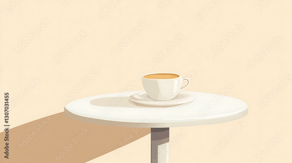Obraz premium A simple illustration showing coffee on a small white table