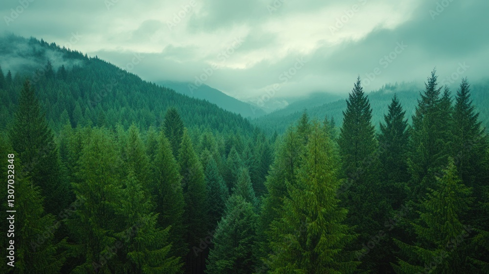 Fototapeta premium Misty Mountain Forest View (1)