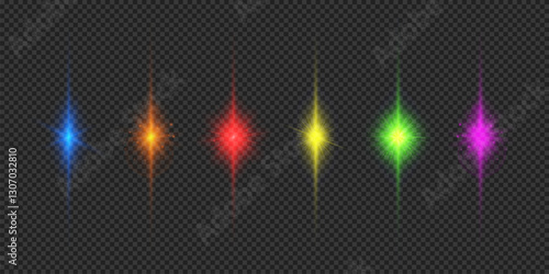 Set of multicolor light effects of lens flares