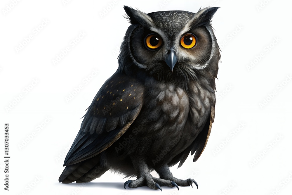 Fototapeta premium Boreal Owl Perched on Snow with Bright Yellow Eyes