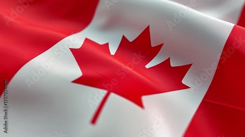 Cannada flag waving closeup