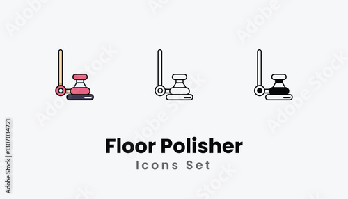 Floor Polisher Icons thin line and glyph vector icon stock illustration