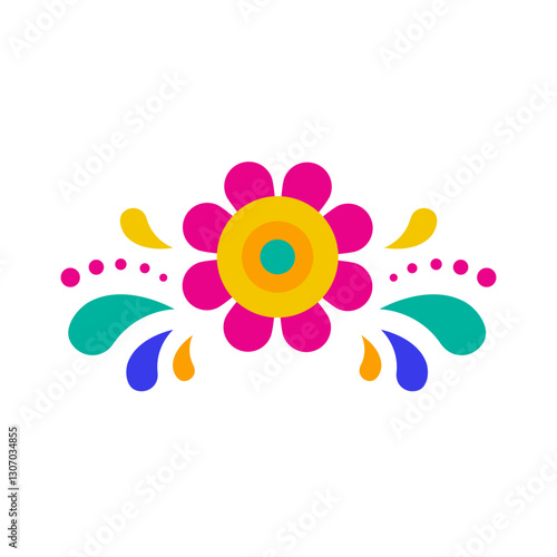 Mexican decorative floral border. Cinco de mayo and day of the dead decoration border. icon illustration