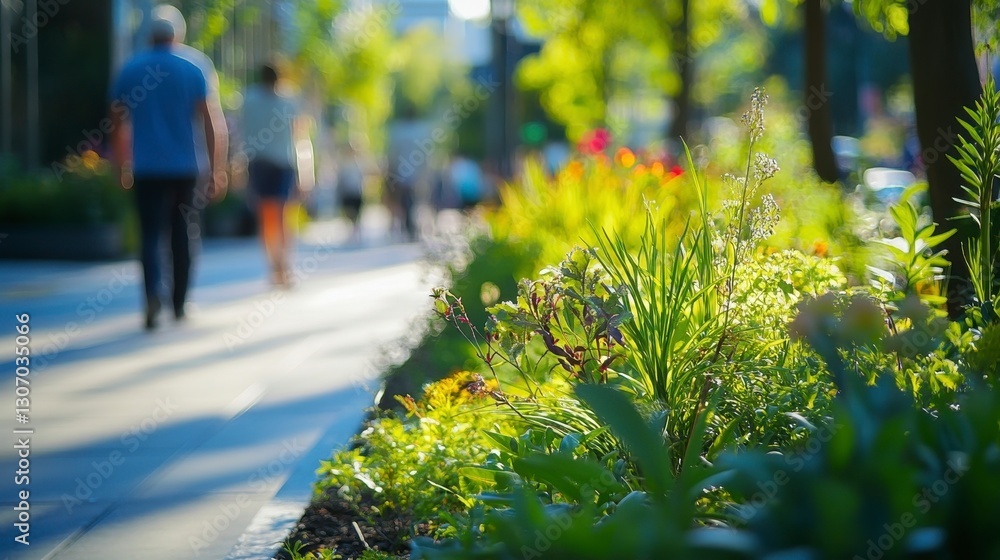 Fototapeta premium Urban Garden Pathway Scene