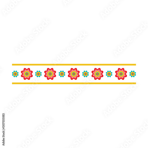 Mexican decorative floral border. Cinco de mayo and day of the dead decoration border. icon illustration