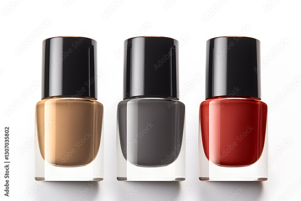 Nail polish bottles mock up, isolated on white background Nail polish bottles mock up, isolated on white background
