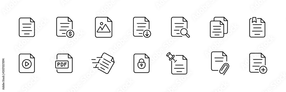 Vector icons set for file formats and document functions. Vector icons set for file formats and document functions.
