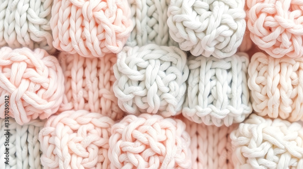Cozy Knitted Texture: A close-up showcases a warm, soft knitted texture with a blend of pastel colors, creating a comforting and inviting visual. Cozy Knitted Texture: A close-up showcases a warm, soft knitted texture with a blend of pastel colors, creating a comforting and inviting visual.