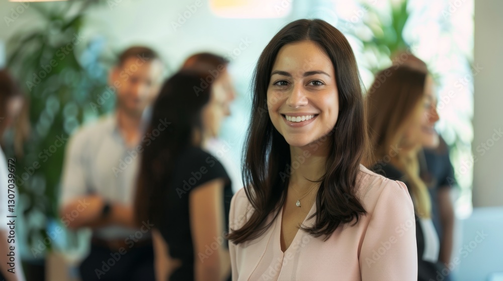 Fototapeta premium Smiling Female Executive Encouraging Open Communication Among Colleagues