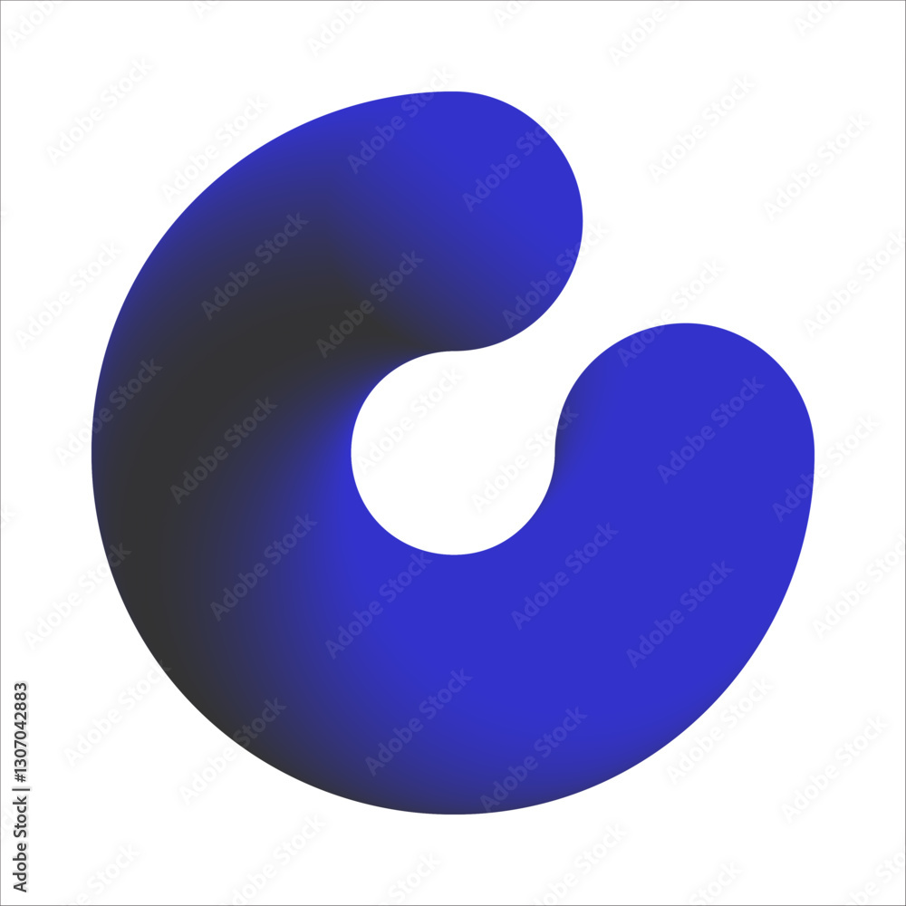 A 3D style abstract blue twisting shape with a smooth gradient, resembling a semicircle, perfect for modern design, digital art, and creative projects that explore dynamic forms and fluid motion. A 3D style abstract blue twisting shape with a smooth gradient, resembling a semicircle, perfect for modern design, digital art, and creative projects that explore dynamic forms and fluid motion.
