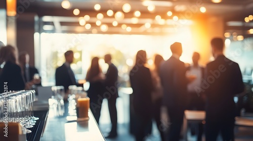 Elegant Social Gathering with Soft Lighting and Blurred Background