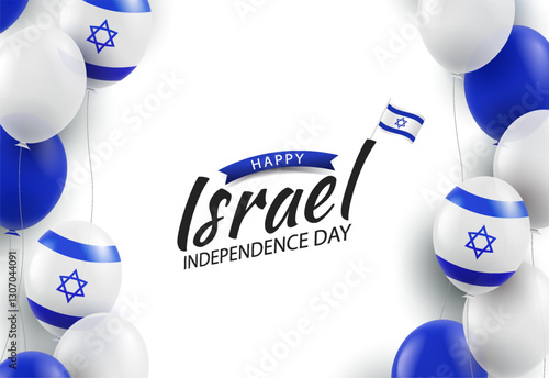 Independence Day of Israel. Background with balloons. Vector Illustration
