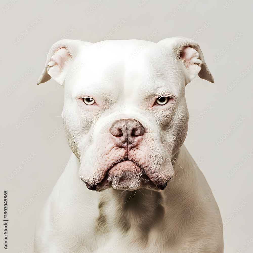 Portrait of powerful angry white Pitbull dog showing teeth isolated on white. Aggressive pit bull terrier type dog snarling at the camera with sharp teeth Portrait of powerful angry white Pitbull dog showing teeth isolated on white. Aggressive pit bull terrier type dog snarling at the camera with sharp teeth