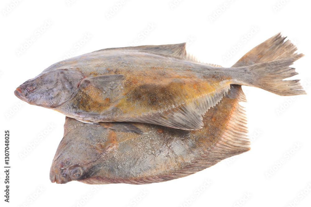 Flounder fish isolated on white background