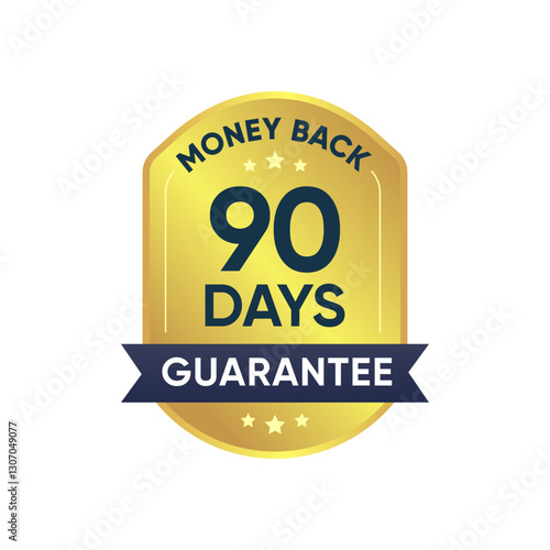 90 Days Money Back Guarantee Gold Badge vector design	
